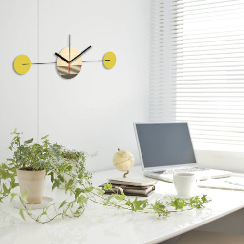 Horloge Murale Personnalisable Bis gravé Acier jaune colza | Virvoltan