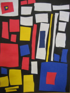 Example of collage by Piet Mondrian that inspired Calder and gave him the idea to design mobiles